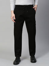 Genips Men's Black Cotton Stretch Bahamas Cargo Fit Solid Cargo